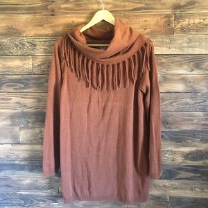 Tasha Polizzi Fringe Cowl Neck Tunic